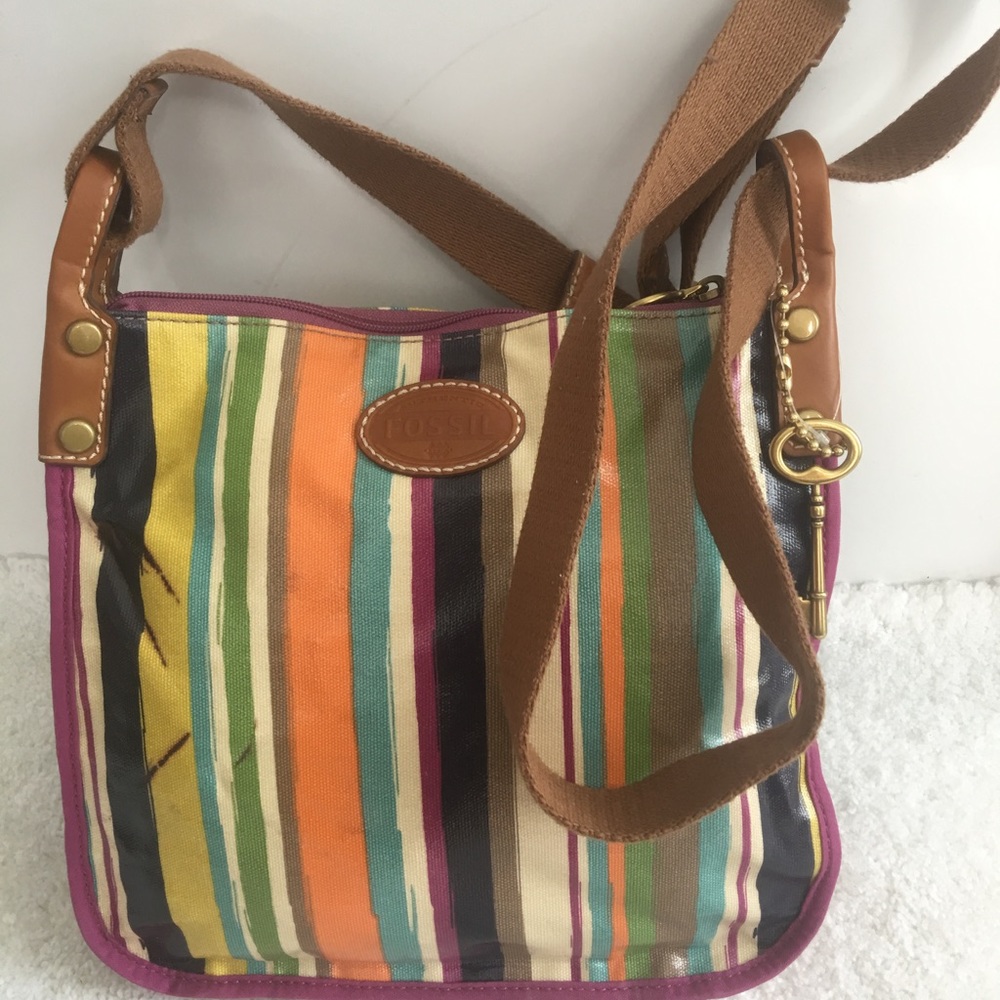 Authentic Fossil Multicolored Crossbody Bags & Key - image 6